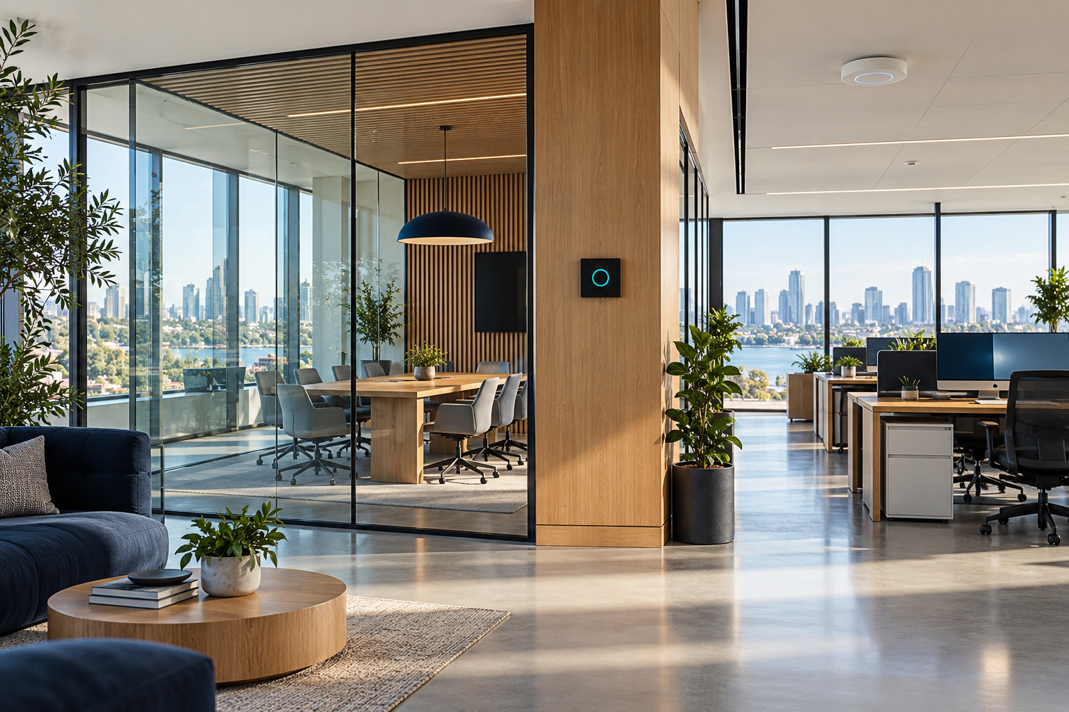 Contemporary office showing a connected workplace environment